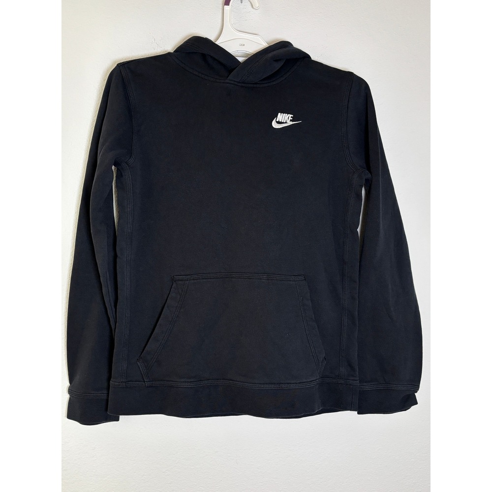 Nike Boys XL Black Fleece Pullover Hoodie Sportswear Futura Logo Sweatshirt